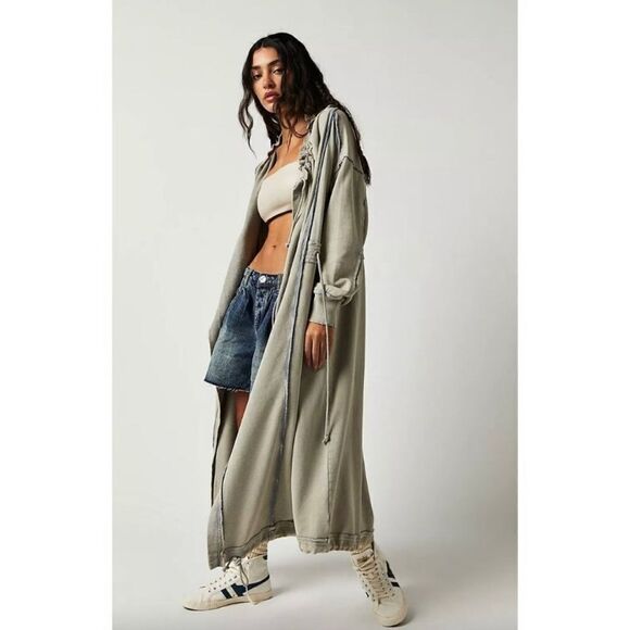 NWT Free People keep Me cardi long hoodie duster Cardigan Jacket Size L - Picture 3 of 9
